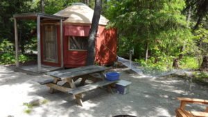 Yurt and picnic table
