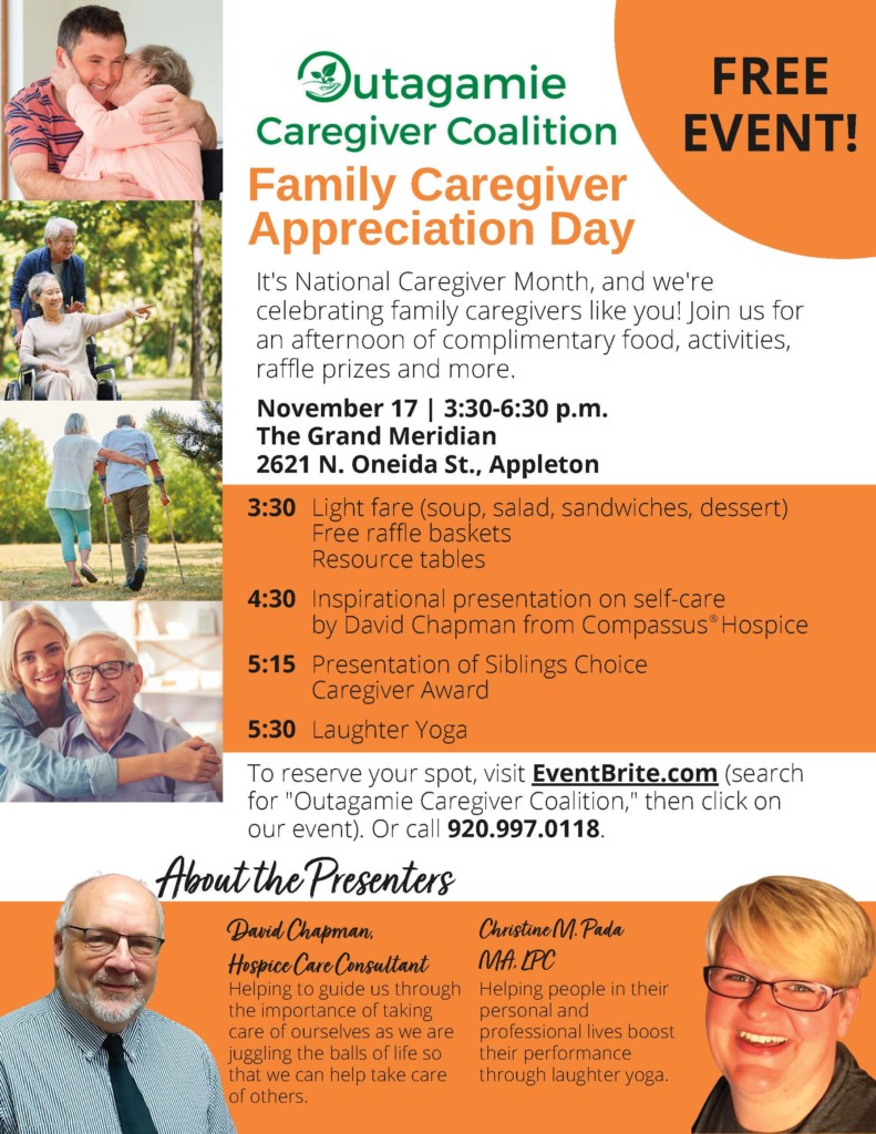 Family Caregiver Event - Nov 17 2022 - 3:30 pm - Grand Meridian, Appleton